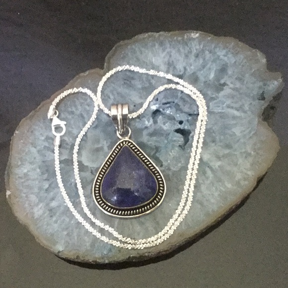 Vtg18”DimondCutSterlingSilver Necklace W/.925Pendt - Picture 5 of 8